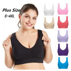 Large Women's Single-layer No Pad Sports Bra Yoga Running Fitness Top Breathable Seamless Workout Bralette
