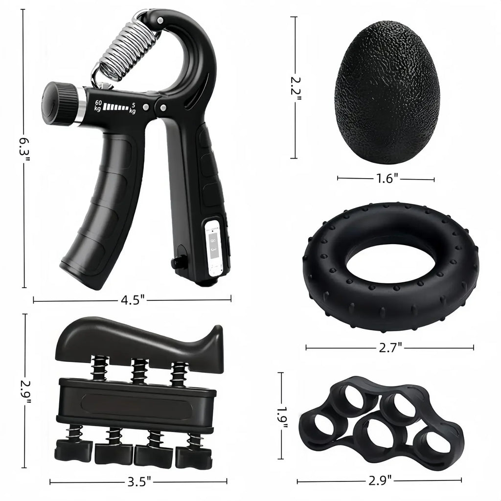 Adjustable Hand Grip Strengthener with Counter, Finger Exerciser Stretcher, Forearm Workout Equipment, Grip Ring Stress Ball, Hand Rehabilitation Trainer, Hand Strength Training Kit