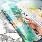 A3 Art Portfolio 60 Pockets, 120-Page Presentation Book with Handle, Blue Night Sky Design for Artists,Office Document Organizer