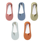 5Pairs Women Socks Breathable Invisible Silicone Non-slip Solid Color Boat Sock Comfortable High Quality No-Show Sox Ultra-thin