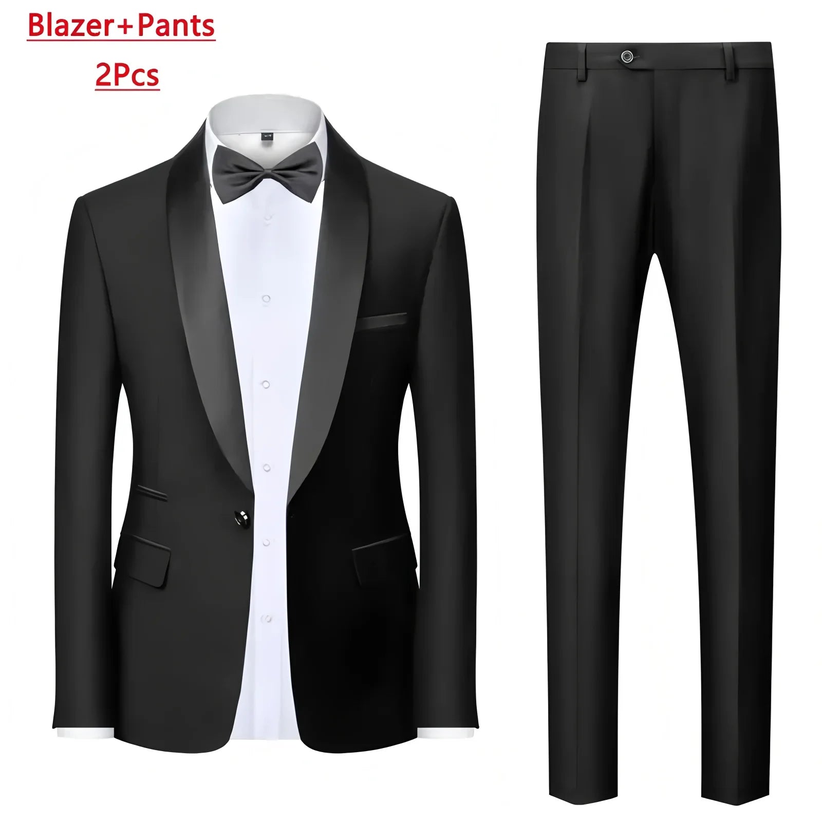 Men'S Blue Fruit Collar Three-Piece Formal Suit Set Shoulder-attached Collar Formal Wedding And Ball Suit Set