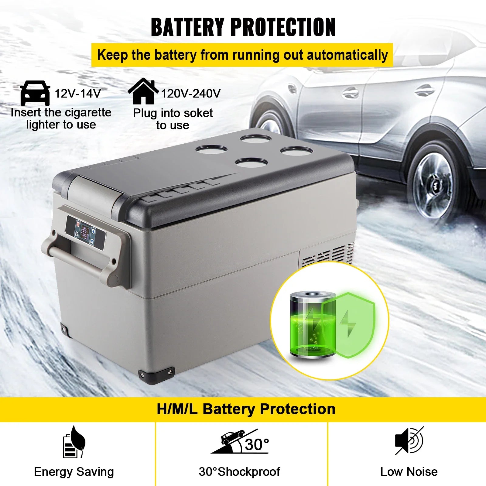 VEVOR 15L-55L portable small refrigerator car refrigerator car truck mini cooler, suitable for driving, traveling, and home use