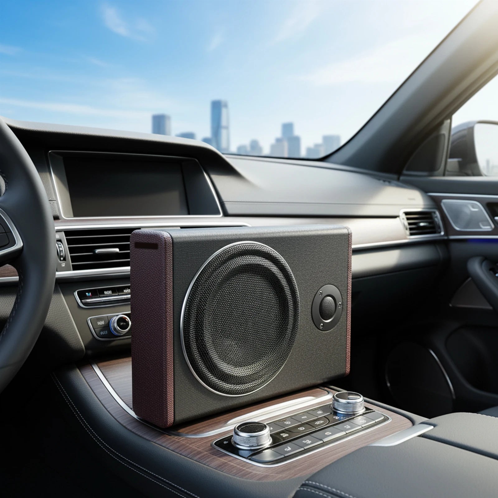 8 Inch Ultra Slim Car Subwoofer Under Seat 12V 600W Car Active Subwoofer Compact Car Bass Audio Car Stereo Amplifier Speaker