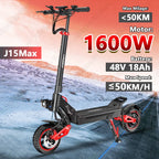 J15MAX Electric Scooter Adults 1600W Powerful Motor, 40-50 Max Range, Top 31 MPH, E Scooter W/Front/back Suspension for,10" Tire