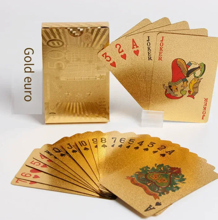 Brand New 54-piece Black and Gold Plastic Playing Card Foil Poker Set Magic Tool Party Tabletop Game