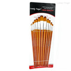 13 Pcs Long Handle Artist Paint Brush Set, 4 Tip Shapes :Pointed/Flat/Angled/Filbert for Multi-Media Art & Craft,Wooden Handle