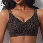 Leopard Jelly Bras No Underwire Push Up Wireless Bra Seamless Lift Bras Full Coverage Bralette Everyday Brassiere Plus Size