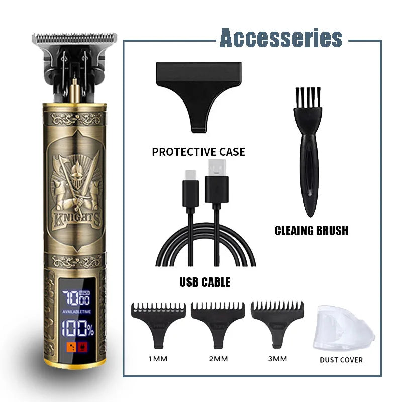 New！T9 Electric Hair Trimmer/Accessories | USB Professional Shaver | 0mm Bald Fade Cutting Machine Portable for Men Home Haircut