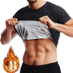 Men Sauna Sweat Short Sleeve Heat Trapping Shirts Sauna Suits Fitness Sweat Waist Slimming Shaper Workout Compression Shirt