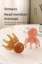 Resin Octopus Massage Comb Head Meridian Scraping Scalp Massage Brush Acupuncture SPA Gua Sha Massage Comb Fatigue Relief