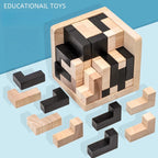 Creative 3D Cube Puzzle Luban Interlocking Creative Educational Wooden Toy Brain IQ Mind Early Learning Game Gifts For Children