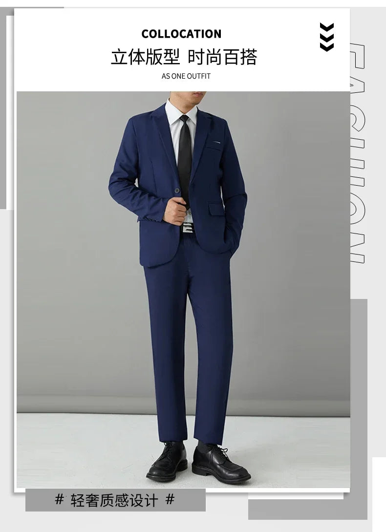 S-8XL Suit Men's Fashion Casual Outdoor (Blazer+ Pants) Gentleman Business Wedding Slim-fit Formal British Style Wedding Suit