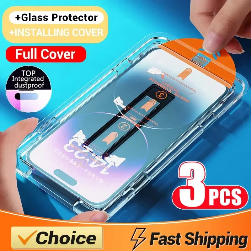 Oleophobic Coating Dust Free Easy Installation Screen Protector For iPhone 17 16 15 13 11 12 14 Pro Max Air SE 7 8 Plus XR Glass Main image