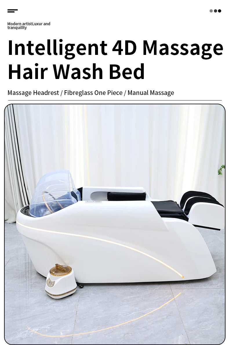 Salon Head Spa Shampoo Massage Bed Synthetic Leather Head Therapy Bed Automatic Massage Shampoo Chair Hair Spa Equipment Durable