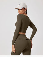 New Summer 2Pcs Women Gym Yoga Female Outfit Outdoor Sports Quick-Dry Long-Sleeved Shirt Set Woman Two-Piece Suit Sportswear