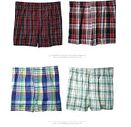 High Quality Brand 4-Pack Men's Boxer Shorts Woven Cotton 100% Classic Plaid Combed Male Underpant Loose Breathable Oversize