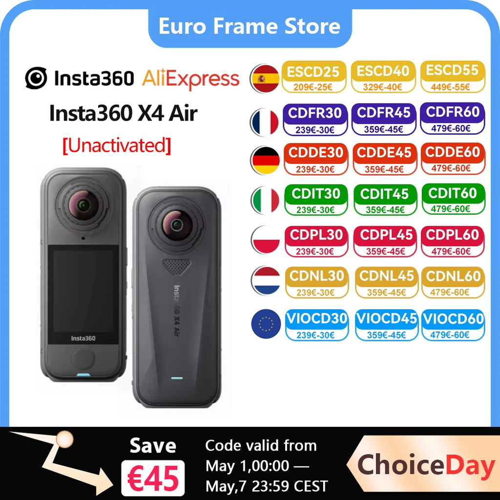 Insta360 X4 Air / X4 Action Camera - 165g light 8K 360-Degree Camera, Invisible Pole Effect Built-in want X4 Air
