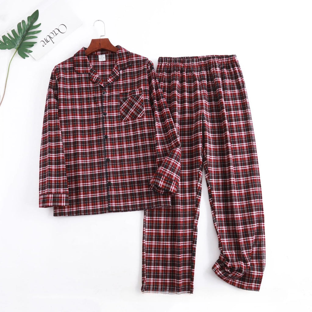 Men's Home Suits Long-sleeved Trousers Suits for Autumn and Winter Pijamas for Men Flannel Plaid Design Pajamas for Men