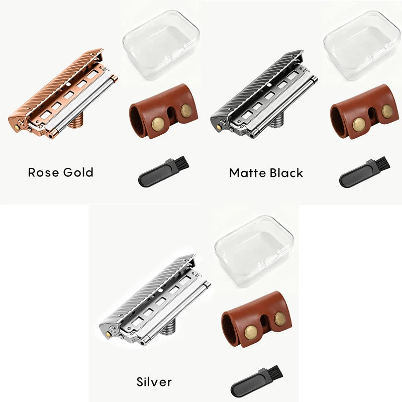 Shavcooo Glide Pro 4D Stainless Steel Safety Razor Eco-friendly Dual Half Shaving Shaver for Men Women Gift kit with Travel Box