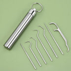 Stainless Steel Toothpick Set Reusable Toothpicks Tooth Flossing Tartar Removal Tool Portable Teeth Cleaner for Tooth Oral Clean