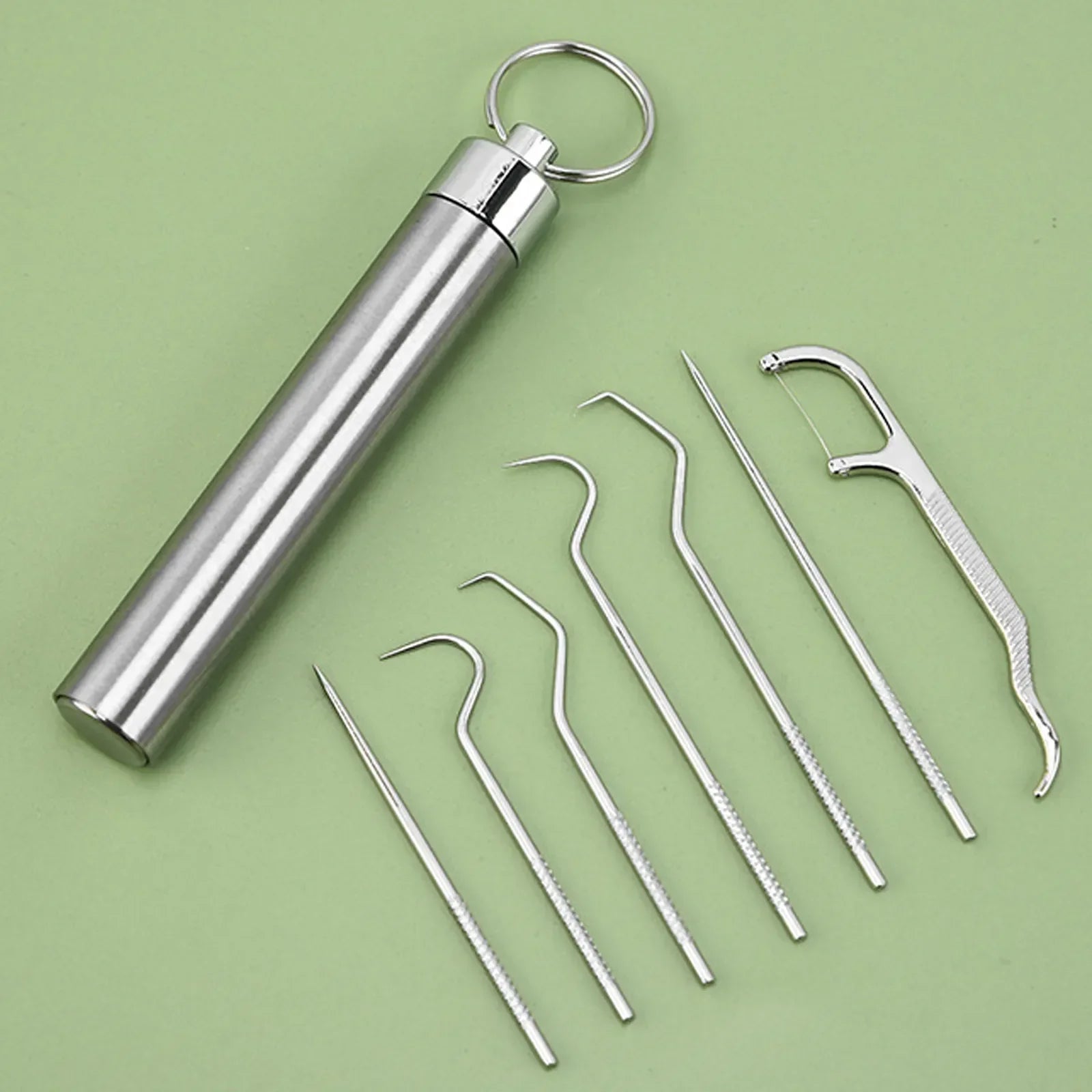 Stainless Steel Toothpick Set Reusable Toothpicks Tooth Flossing Tartar Removal Tool Portable Teeth Cleaner for Tooth Oral Clean