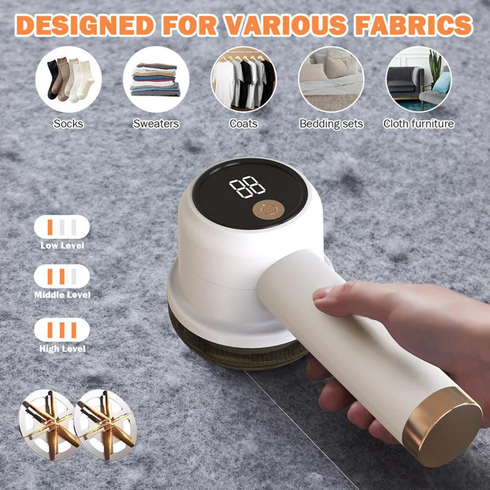 LED Digital Display Fabric Shaver 3 Speed Settings Safety Protection Smart Cordless Electric Lint Remover Garment Care Companion Secondary image