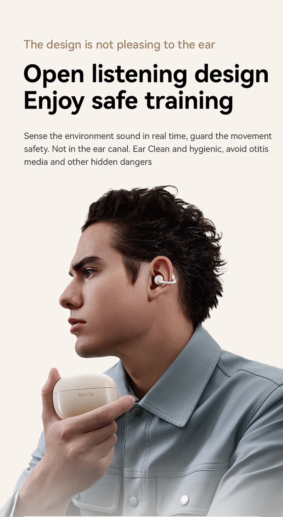 Sanag Z60S Ear Clip on OWS Earphones HiFi Sound Open Ear Earbud Audífonos Bluetooth Wireless Headphones Flash-sale Headsed