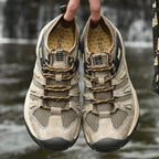 Spring Summer Leather Mesh Outdoor Trekking Shoes Hiking Shoes  Walking Tourism Camping Upstream Sneakers Anti-Slip Breathable