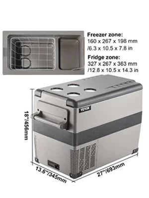 VEVOR  35L 45L 55L Car Refrigerator Mini Fridge Freezer Portable Compressor Cooler 12/24V DC 110-240V Ice Box for Camping