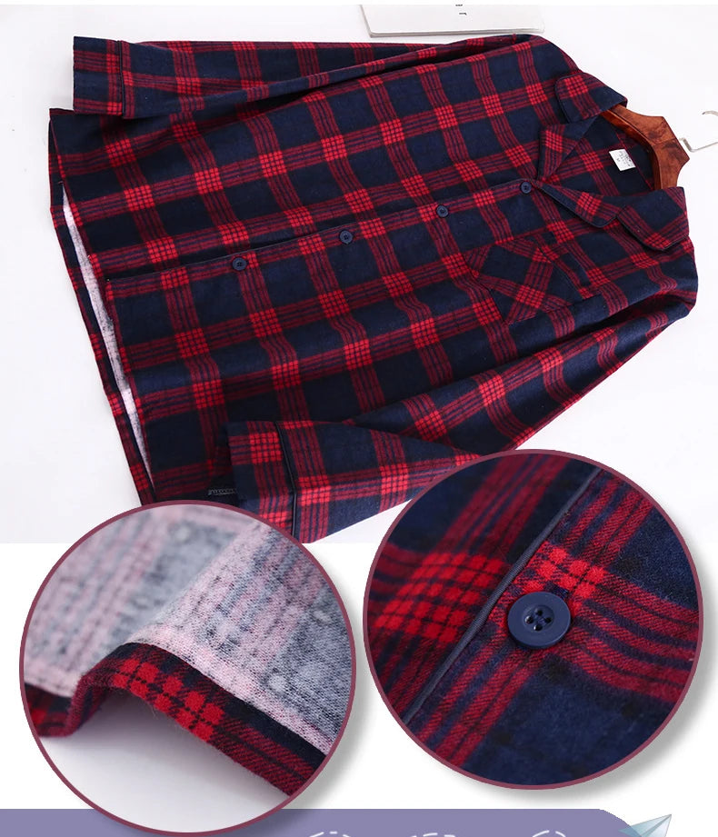 Men's Home Suits Long-sleeved Trousers Suits for Autumn and Winter Pijamas for Men Flannel Plaid Design Pajamas for Men