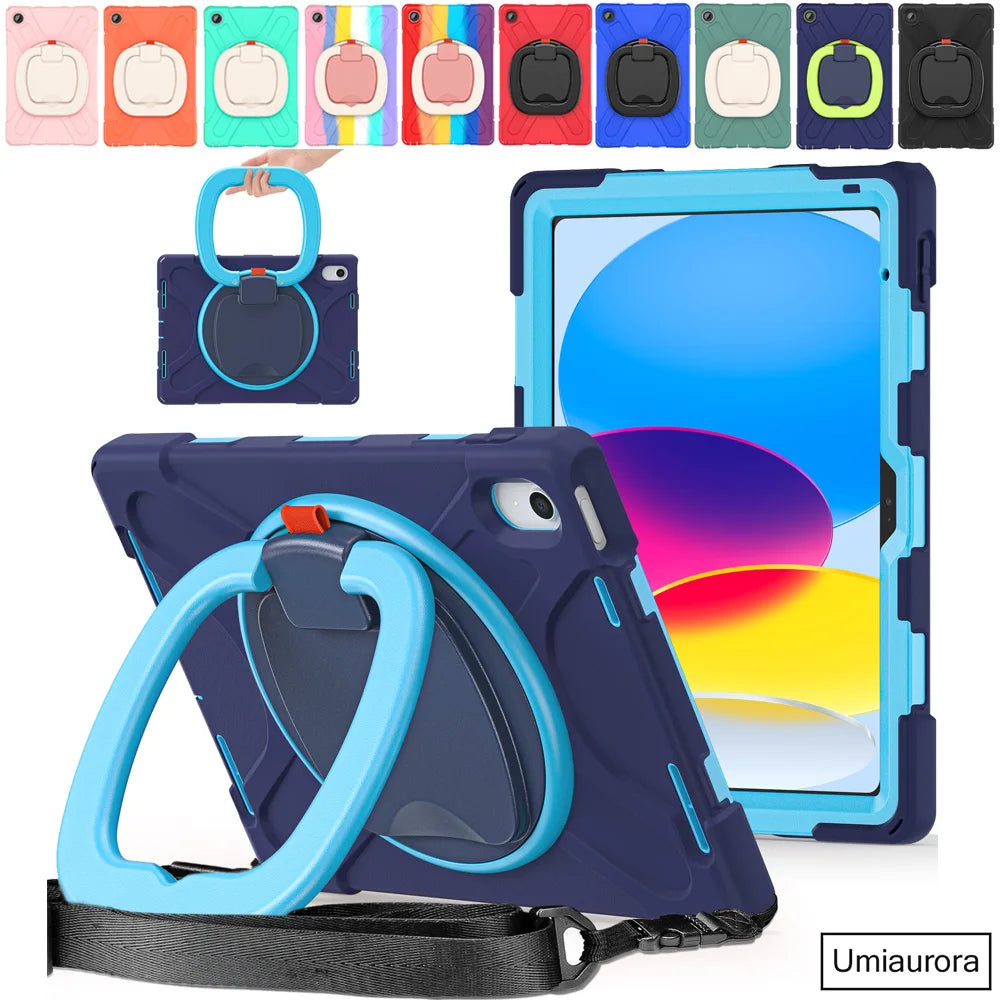 For IPad 7th 8th 9th 10.2 10th Gen Air 2 3 4 5 10.9 Mini 6 9.7 Pro 11 12.9 2022 Case Rotation Handle Stand Kids Shockproof Cover Main image