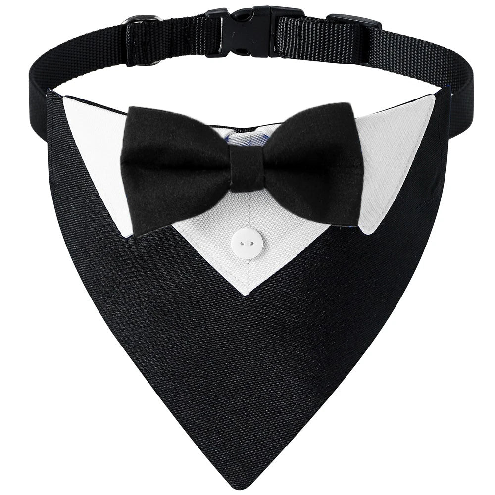 Sucado Bow Tie Dog Collar Tuxedo Bandana Adjustable Formal Puppy Triangle Neck Wear for Wedding Birthday Dress-up Cosplay Party