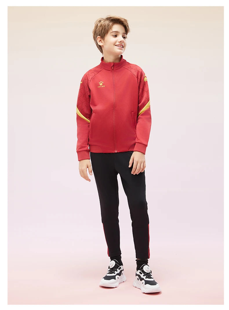 Kelme Children's Sports Jacket Autumn And Winter Knitted Jacket Outdoor Windproof Running Training Suit