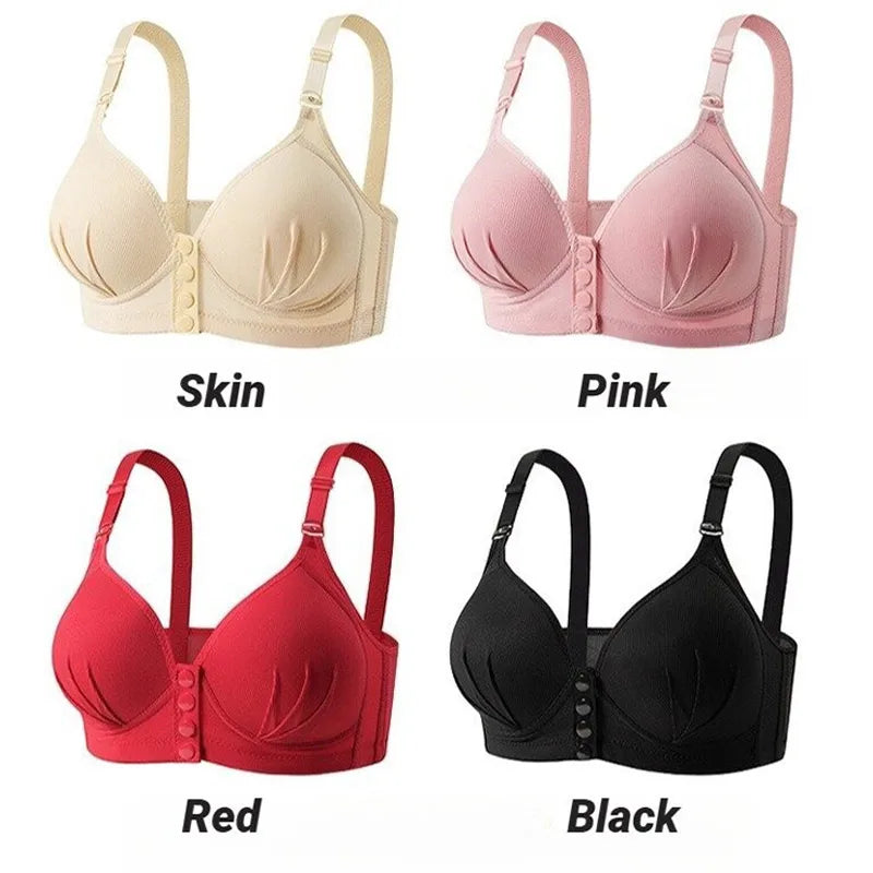 Wire Free Front Buckle Bra Thin Cup Breathable Push Up Side Support Vest Style Adjustable Comfort Underwear For Women Main image