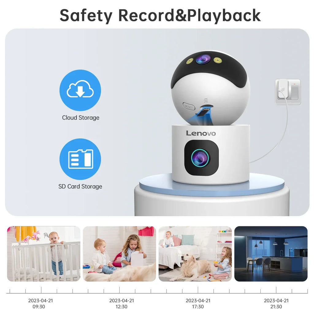 Lenovo 8MP HD IP Camera Dual Lens Baby Monitor 5X Zoom Color Night Vision Human Automatic Tracking Video Smart Home Camera