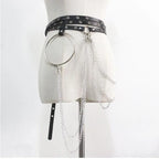 Summer Fashion Short Skirts New Sexy Women Gothic Punk Irregular Skirts Solid Color Drawstring Tie-Up Ruched Ruffles Mini Skirt