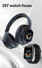 AI LCD Touch Screen Shock Bass Headsets HIFI Sound Wireless Bluetooth Headphones ANC Noise Reduction Gamer Earphones With Mic