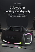 ZEALOT S79 Bluetooth Speaker 100W Portable Subwoofer HiFi Dual Pair Fast Charge 24000mAh Battery