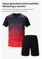 3 Pcs Men's Quick-drying Sports Gradient Suit Leisure Sports Running Short Sleeve Comfortable Sun Protection Pants Joker Shorts