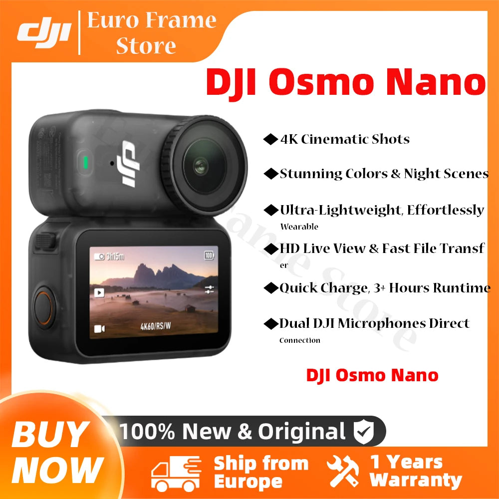 DJI Osmo Nano Bundle Standard 128G / 64GB small Camera Vlog 4K/60fps & 60° Wide FOV All-New 1/1.3 "sense Dual DJI Microphones