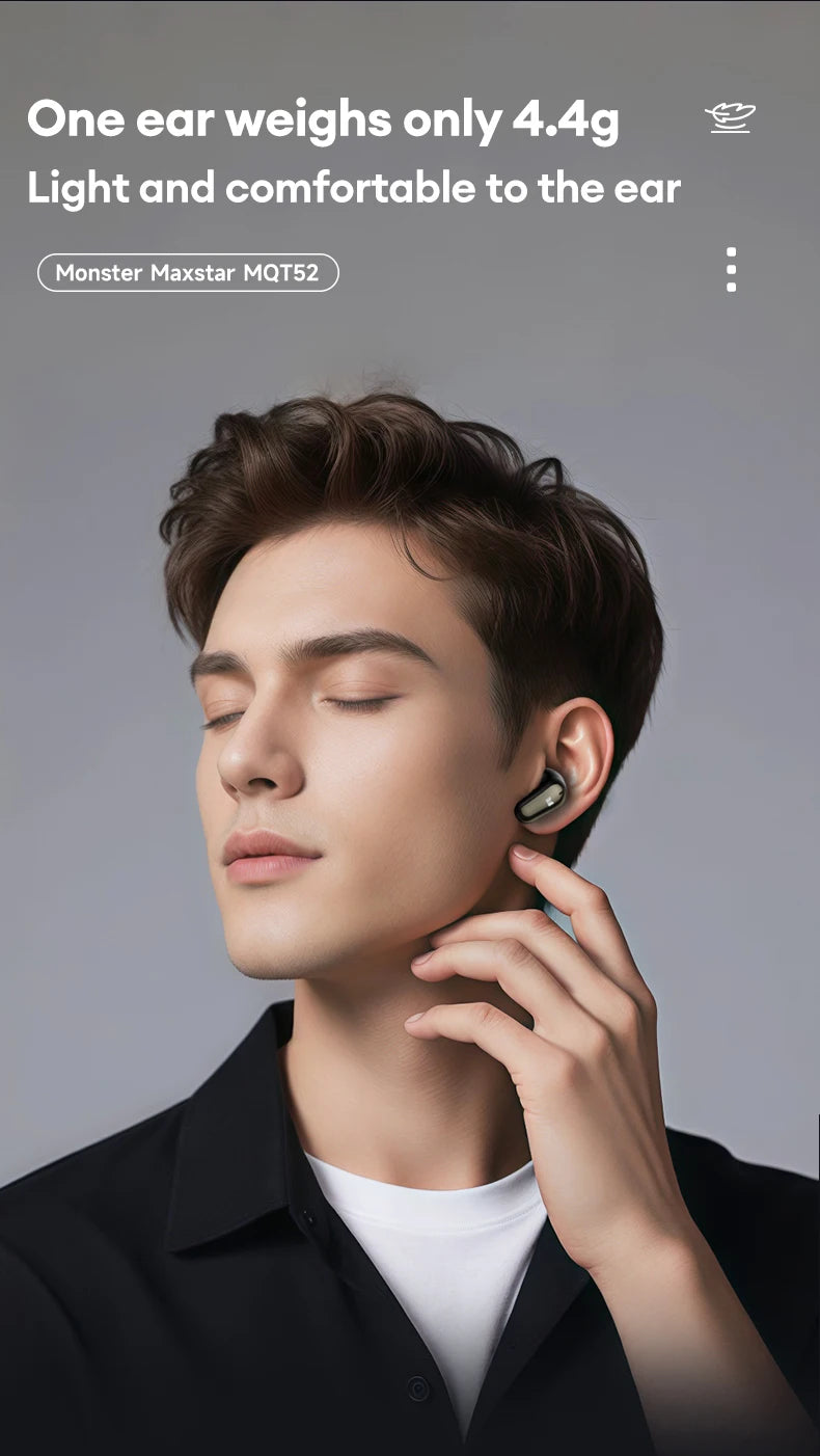 Monster MQT52 Bluetooth 5.4 Wireless Earphones 24H Long Battery Life Stereo Headphones Low Latency Gaming Dual Mode Headset Gift