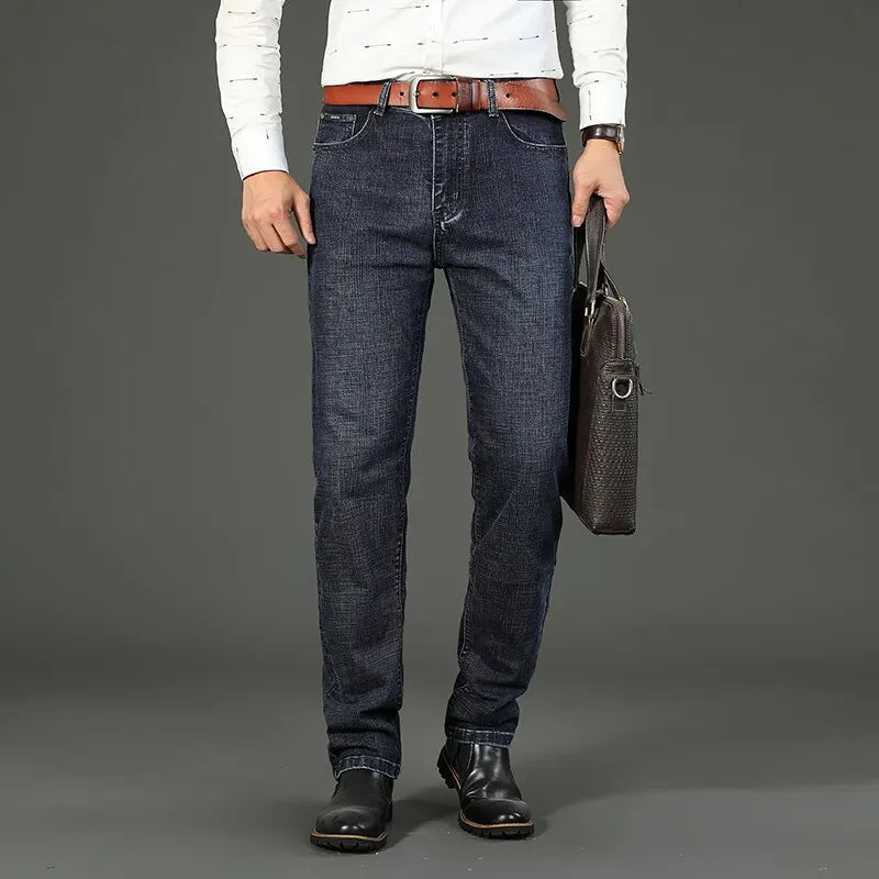 Wthinlee New Business Men's Jeans Casual Straight Stretch Fashion Classic Blue Black Work Denim Trousers Male Brand Clothing Secondary image