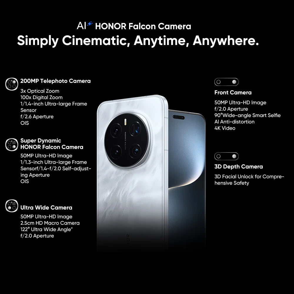 HONOR Magic7 Pro 5G Smartphone Snapdragon 8 Elite 6.8''120Hz LTPO Display 5270Mah 100W Charge Magic UI 9.0 Based on Android 15