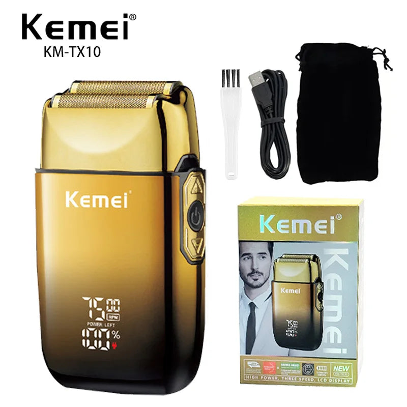 Kemei TX10 New Electric Shaver with LED Display Screen Rechargeable Hair Beard Razor Bald Head Shaving for Men Main image