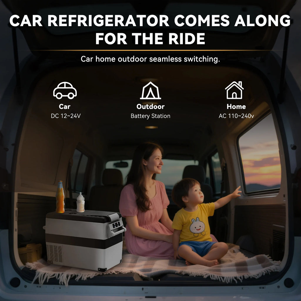 Podofo Car Mini Refrigerator Mini Fridge 45L Freezer Portable Compressor Cooler 12/24V DC 110-240V Ice Box for Camping