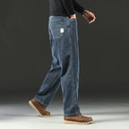 Spring and Autumn Men's Baggy Jeans Casual Straight Stretch Versatile Wide-leg Business Denim Pants Comfortable Loose Trousers