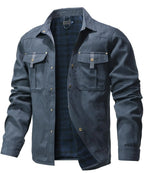 Men's Jackets Spring Flannel Lined Shirt Coat Shacket Casual Snap Button Overshirt Western Cowboy Style High Quality Top US Size