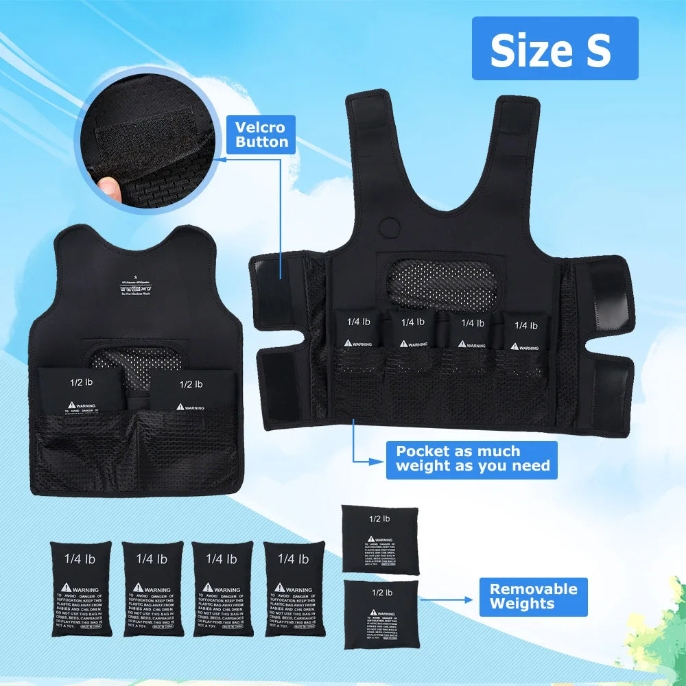 Sensory Weighted Vest for Kids for Autism Hyperactivity Mood Processing Disorders Children Breathable Comfort Compression Vest