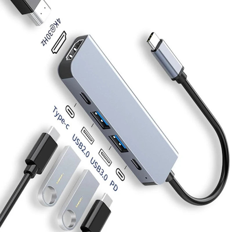 USB C Hub to 4K HDMI-Compatible USB 3.0 2.0 Type C PD Charging Dock for MacBook iPad Samsung S10 Dex TV Mouse Keyboard U Disk Main image