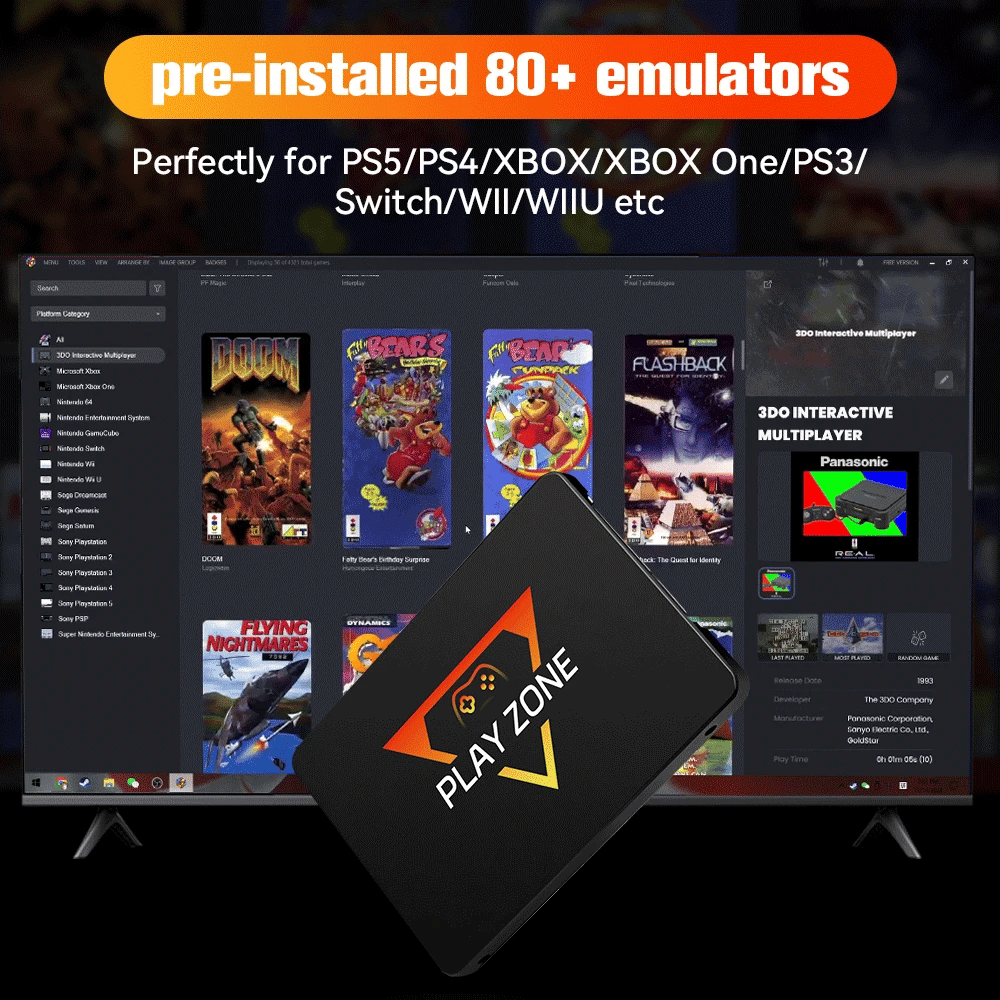 1TB Portable Gaming SSD 3 System in 1 Game Console 80+ Emulators for PS5/PS4/XBOX/XBOX One/PS3/SWITCH with 16191 3D & Retro Game